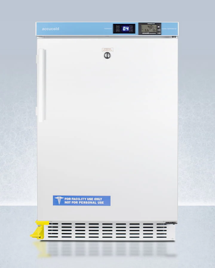 Summit ACR45LSTO Pharmacy Series Ada Compliant 20" Wide Built-In Undercounter All-Refrigerator For Vaccine Storage, Frost-Free With Step-To-Open Door Pedal, Internal Fan, External Digital Controls And Thermometer, And Lock