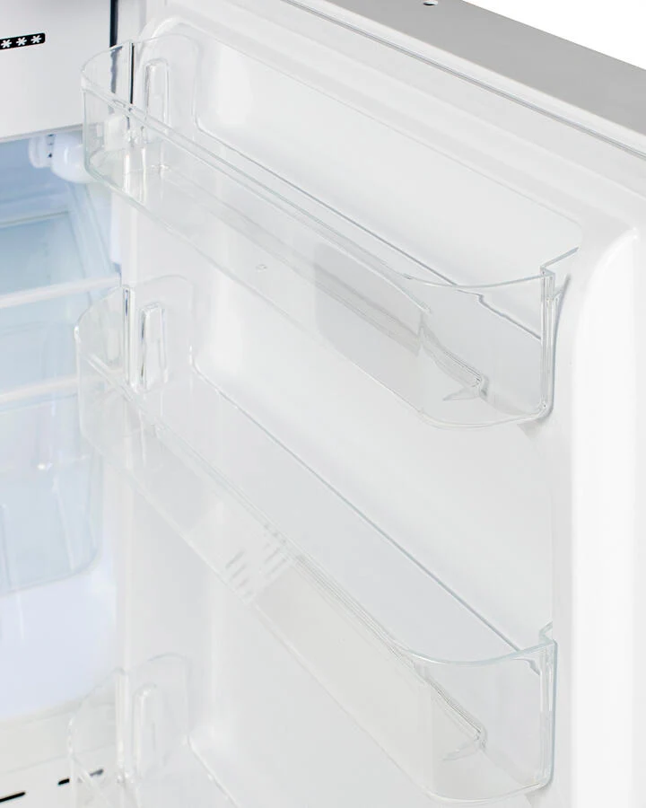 Summit ADA302RFZTBC Built-In Undercounter, Ada Compliant Refrigerator-Freezer In White, Designed For General Purpose Storage, With Pure Copper Towel Bar Handle, Manual Defrost With Glass Shelves, Front Lock, And Door Storage - Image 7