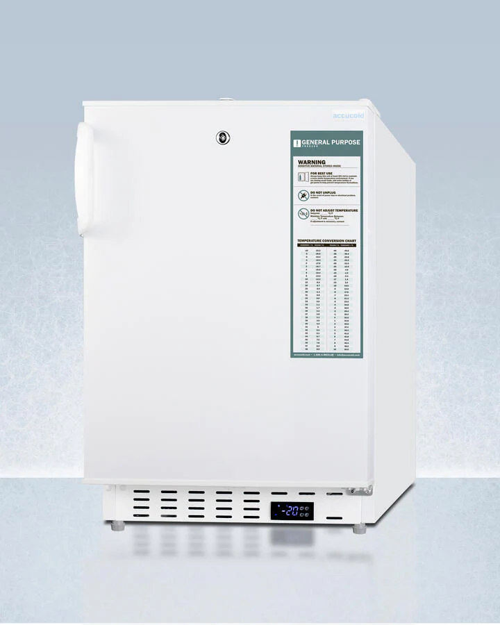 Summit ADA305AF Built-In Undercounter -25 C Ada Compliant Commercially-Approved All-Freezer In White With Lock, Digital Controls, Interior Baskets, Hospital Cord With 'Green Dot' Plug, Factory Installed Access Port, And Manual Defrost Operation - Image 3