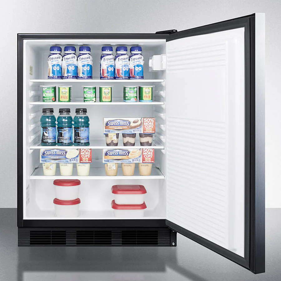 Summit AL752BKSSHH Ada Compliant All-Refrigerator For Freestanding General Purpose Use, Auto Defrost W/Ss Door, Horizontal Handle, And Black Cabinet - Image 4