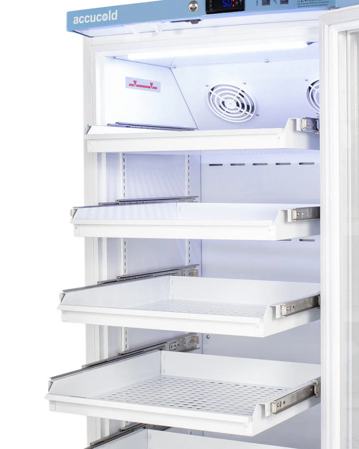Summit ARG8PVDR Performance Series Pharma-Vac 8 Cu.Ft. Upright Glass Door All-Refrigerator For Vaccine Storage With Four Ventilated Removable Drawers, Antimicrobial Silver-Ion Handle, And Hospital Grade Cord With 'Green Dot' Plug - Image 3