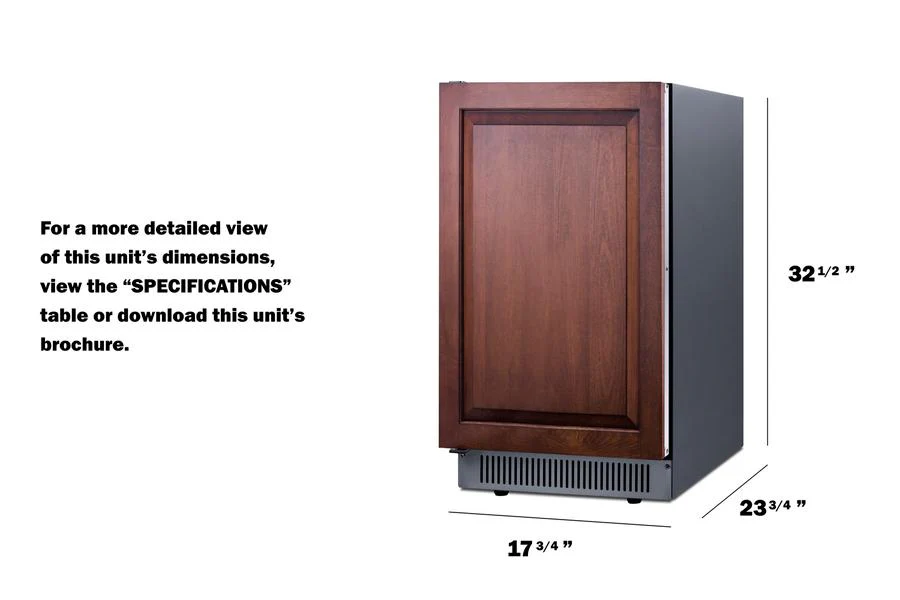 Summit BIM182OSADAIFLHD 18" Wide Clear Outdoor Icemaker, Ada Compliant (Panel Not Included) - Image 3