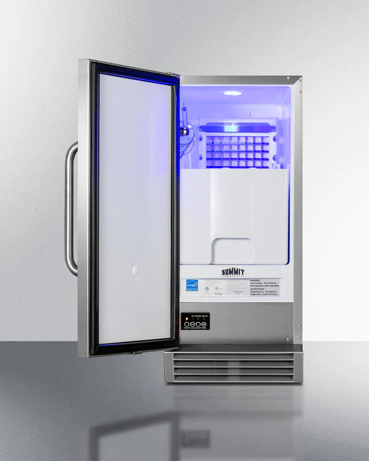 Summit BIM44GCSS 15" Wide 50 Lb. Built-In Undercounter Commercially Listed Clear Icemaker With Automatic Defrost, Internal Pump, And Complete Stainless Steel Exterior - Image 4