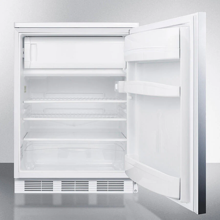 Summit CT66LWBISSHH Built-In Undercounter Refrigerator-Freezer For General Purpose Use, With Dual Evaporator Cooling, Ss Door, Lock, Horizontal Handle And White Cabinet - Image 3