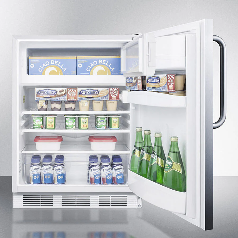 Summit CT66LWCSS Built-In Undercounter Refrigerator-Freezer For General Purpose Use, With Dual Evaporator Cooling, Cycle Defrost, Fully Wrapped Ss Exterior, And Lock - Image 4
