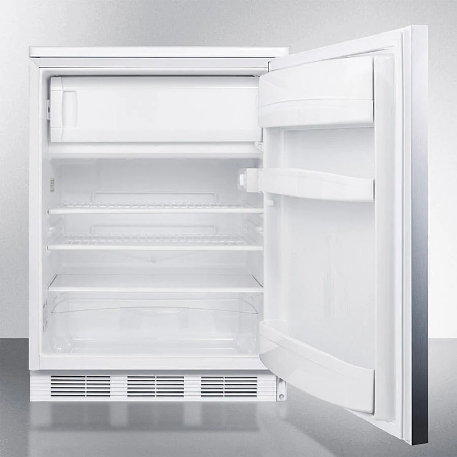 Summit CT66LWSSHH Freestanding Refrigerator-Freezer For General Purpose Use, With Dual Evaporator Cooling, Cycle Defrost, Lock, Ss Door, Horizontal Handle And White Cabinet - Image 3