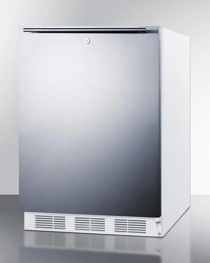 Summit CT66LWSSHHADA Freestanding Ada Compliant Refrigerator-Freezer For General Purpose Use, W/Dual Evaporator Cooling, Lock, Ss Door, Horizontal Handle, White Cabinet - Image 2