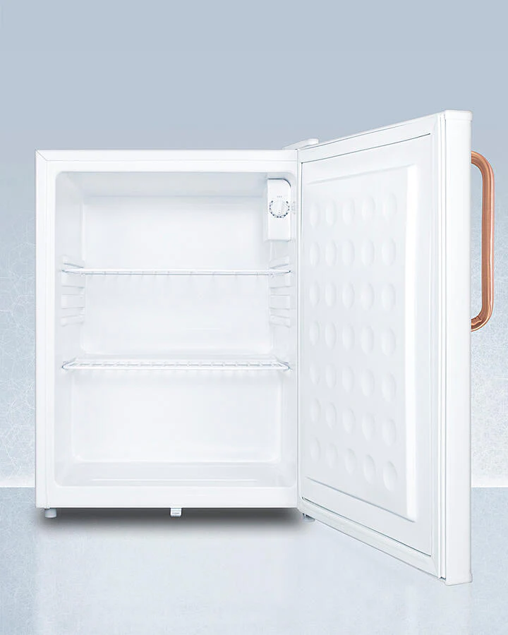 Summit FF28LWHTBC Compact All-Refrigerator With Automatic Defrost, Pure Copper Handle, Front-Mounted Lock, And White Finish - Image 3