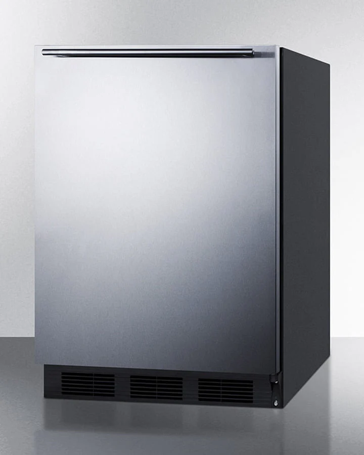 Summit FF6BK7SSHH Commercially Listed Freestanding All-Refrigerator For General Purpose Use, Auto Defrost W/Stainless Steel Wrapped Door, Horizontal Handle, And Black Cabinet - Image 2