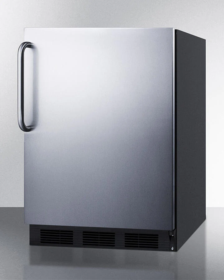 Summit FF6BK7SSTB Commercially Listed Freestanding All-Refrigerator For General Purpose Use, Auto Defrost W/Stainless Steel Wrapped Door, Towel Bar Handle, And Black Cabinet - Image 2