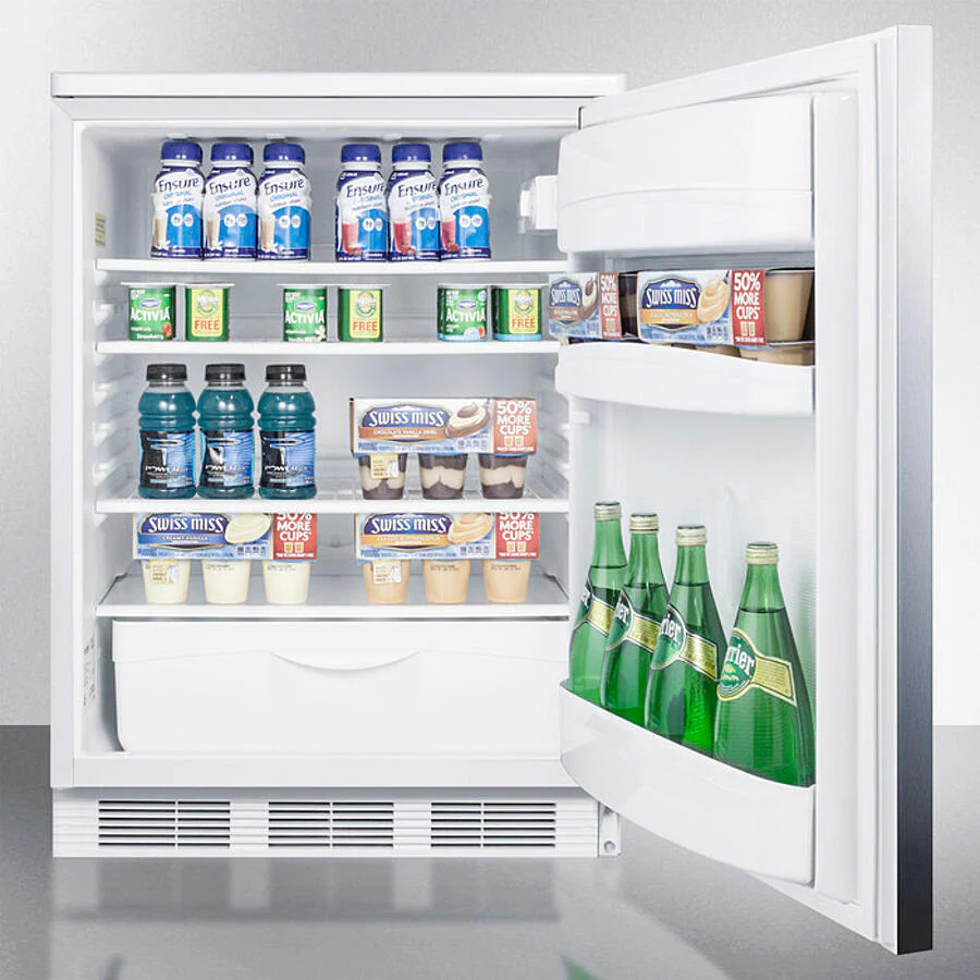 Summit FF6LW7SSHH Commercially Listed Freestanding All-Refrigerator For General Purpose Use, Auto Defrost W/Lock, Ss Wrapped Door, Horizontal Handle, And White Cabinet - Image 4