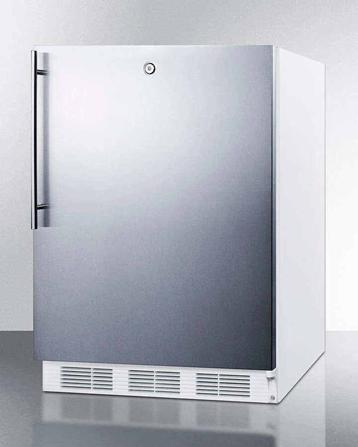 Summit FF6LW7SSHVADA Ada Compliant Commercial All-Refrigerator For Freestanding General Purpose Use, Auto Defrost With Lock, Ss Wrapped Door, Thin Handle, And White Cabinet - Image 2