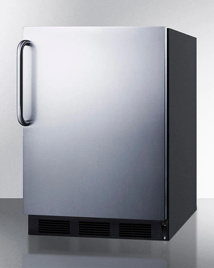 Summit FF7BKBISSTB Commercially Listed Built-In Undercounter All-Refrigerator For General Purpose Use, Auto Defrost W/Ss Wrapped Door, Towel Bar Handle, And Black Cabinet - Image 2