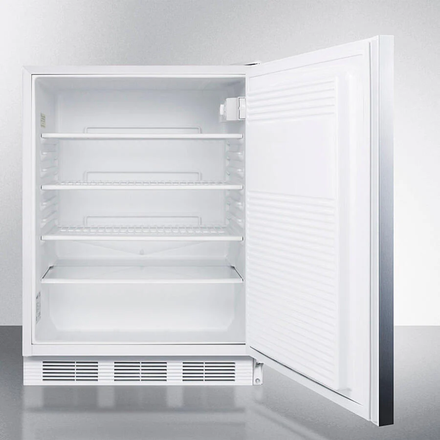 Summit FF7LWBISSHHADA Ada Compliant Built-In Undercounter All-Refrigerator For General Purpose Or Commercial Use, Auto Defrost W/Lock, Ss Door, Horizontal Handle, White Cabinet - Image 3