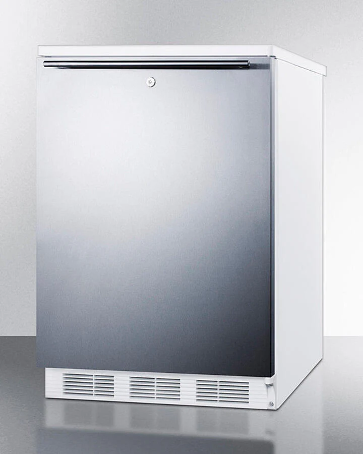 Summit FF7LWSSHH Commercially Listed Freestanding All-Refrigerator For General Purpose Use, Auto Defrost W/Lock, Ss Wrapped Door, Horizontal Handle, And White Cabinet - Image 2