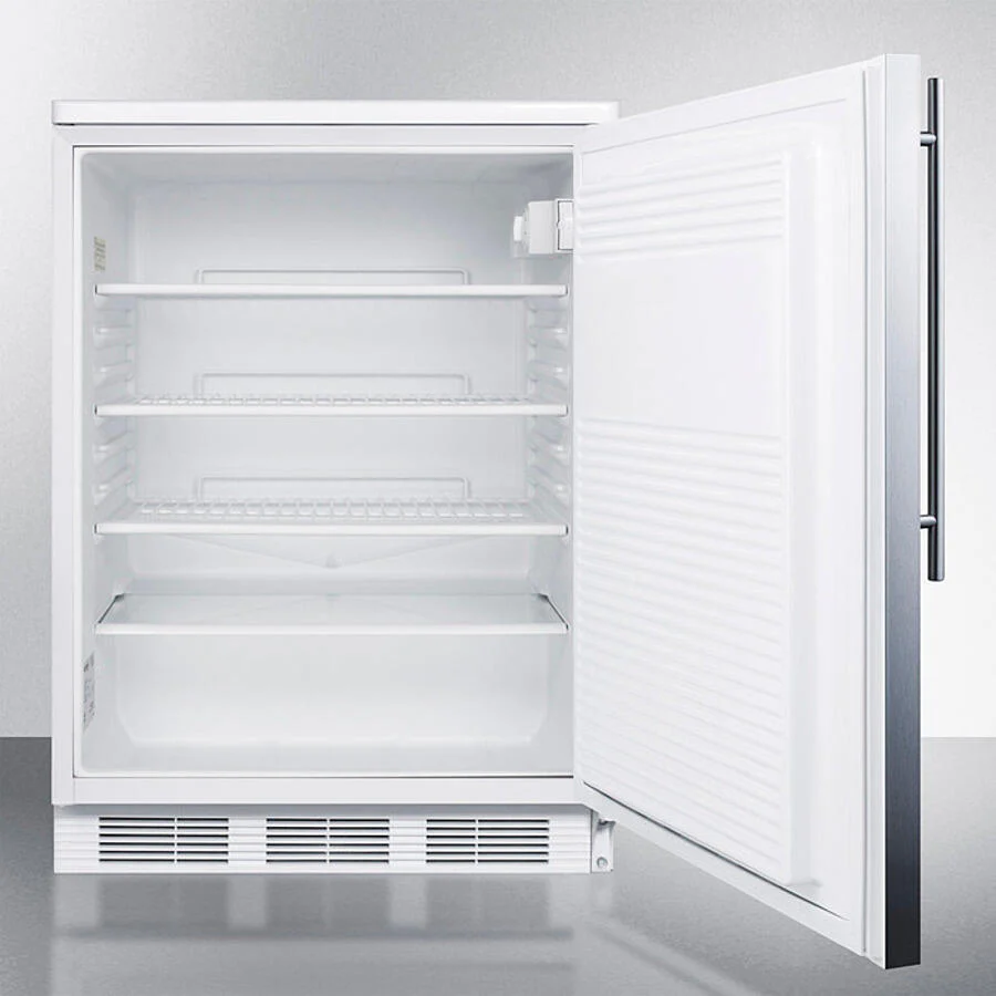 Summit FF7LWSSHV Commercially Listed Freestanding All-Refrigerator For General Purpose Use, Auto Defrost W/Lock, Ss Wrapped Door, Thin Handle, And White Cabinet - Image 3