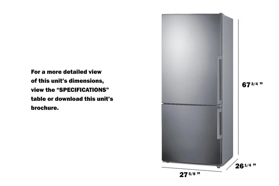 Summit FFBF283SSLHD 28" Wide Bottom Freezer Refrigerator - Image 8