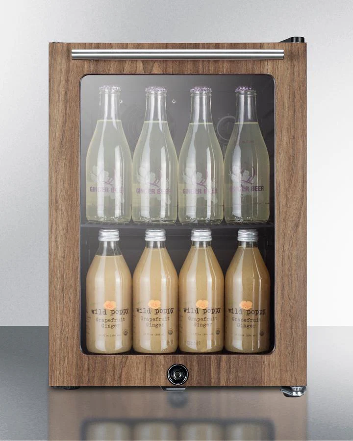 Summit SCR114LWP1 Compact Glass Door Beverage Center With Wood Trim - Image 4