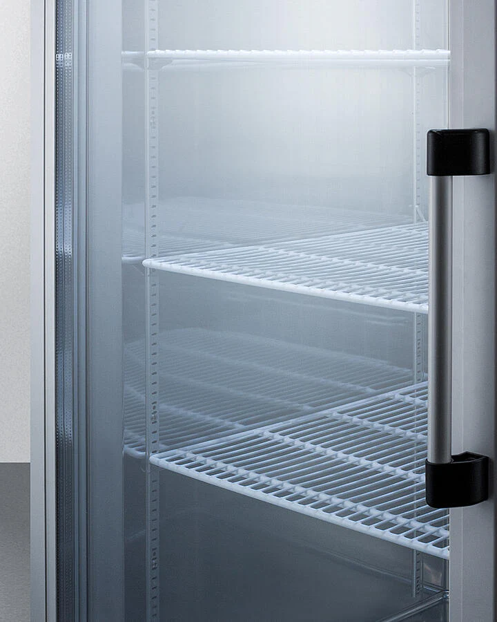 Summit SCR23SSGLH 23 Cu.Ft. Commercial Reach-In Refrigerator In Complete Stainless Steel With Glass Door And Left Hand Door Swing - Image 4