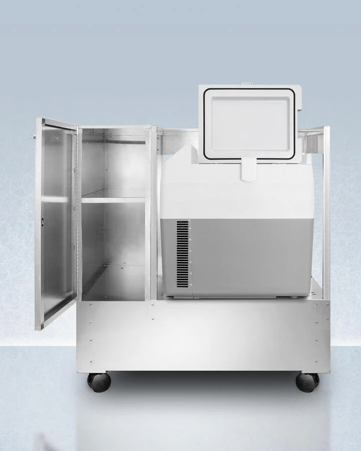 Summit SPRF36CART 304 Grade Stainless Steel Fully Assembled Rolling Cart Rpc With Sprf36 Portable 12V/24V Vaccine Cooler - Image 3