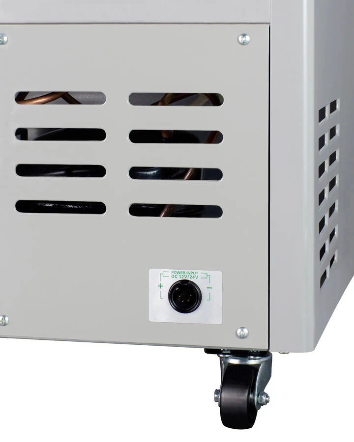Summit SPRF86M2 Portable 12V/24V Cooler Capable Of Operation As Refrigerator (2-8(Degree)C) Or Freezer (-12(Degree)C), With Insulated Cover, Interior Wire Basket, Factory-Installed Lock, Strap Handle, And Four Pre-Installed Wheels - Image 12