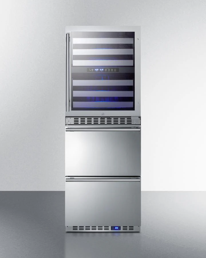 Summit SWCDAR24 24" Wide Combination Dual-Zone Wine Cellar And 2-Drawer All-Refrigerator