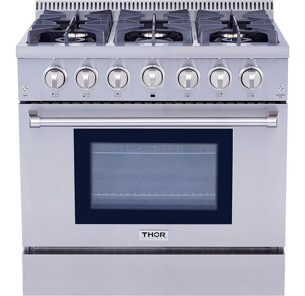 Thor Kitchen HRG3618ULP 36 Inch Professional Liquid Propane Gas Range In Stainless Steel
