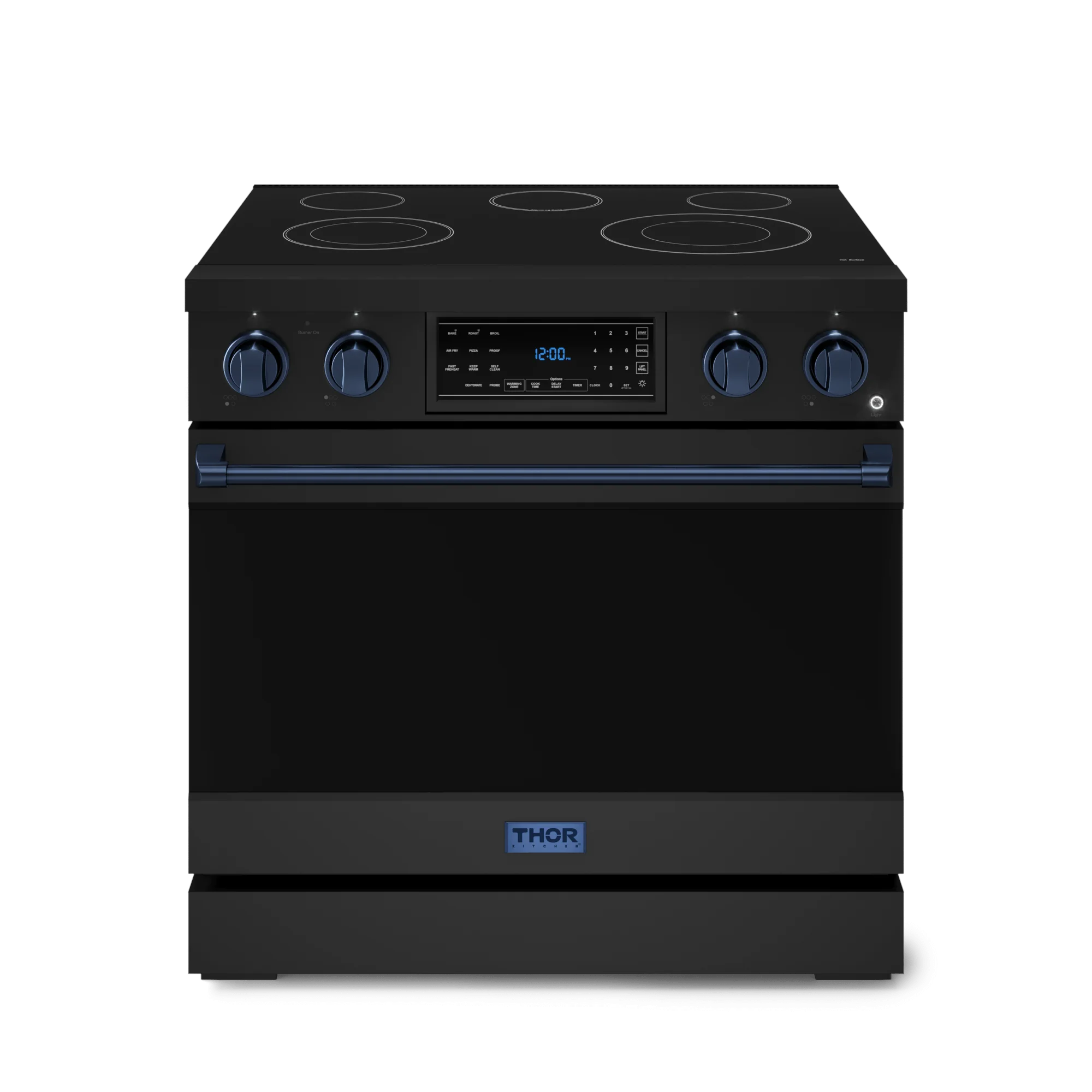 Thor Kitchen RSE36BBLU 36 Inch Professional Electric Range With Tilt Panel Touch Control In Black/Navy Blue Gordon Ramsay Series - Rse36B-Blu