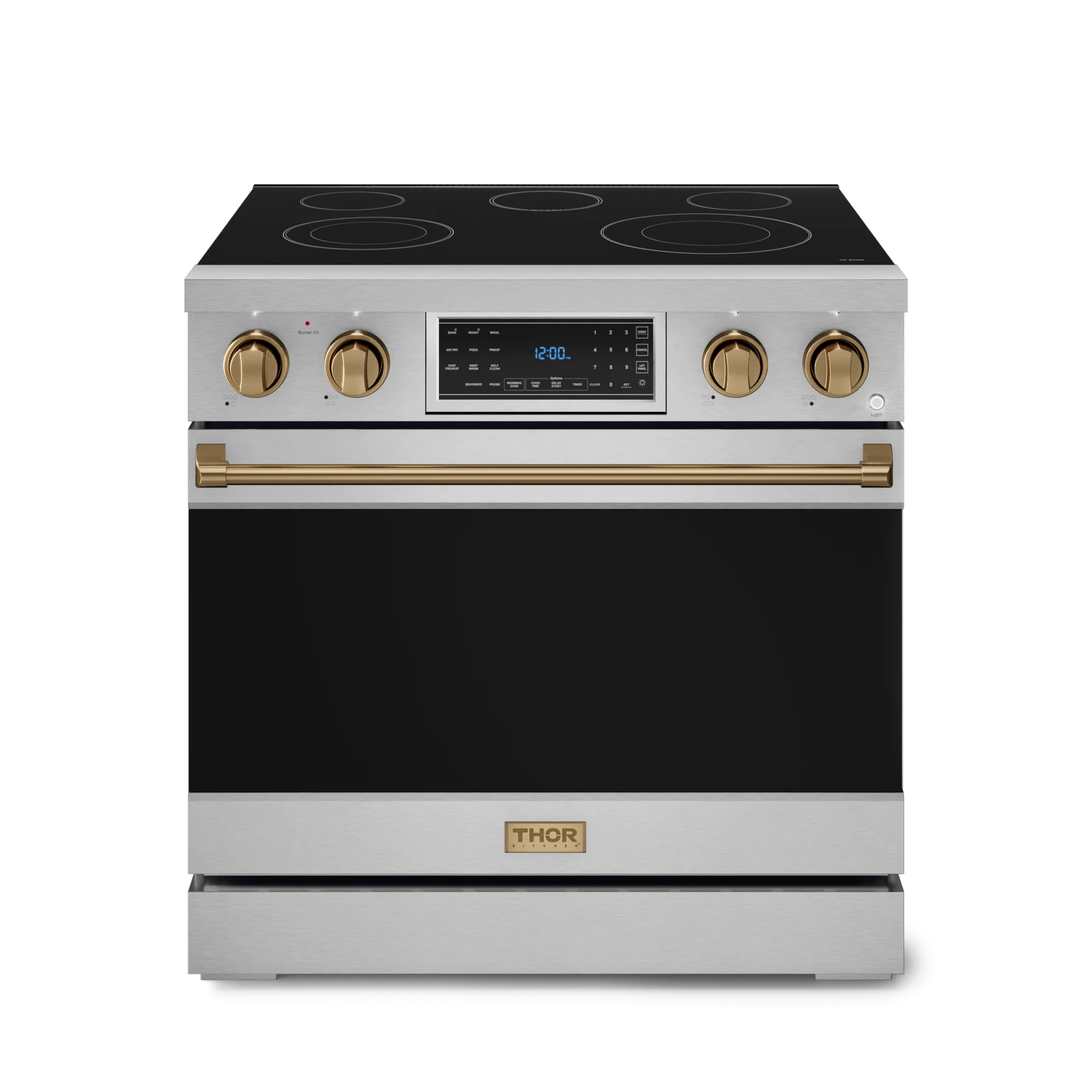 Thor Kitchen RSE36BRZ 36 Inch Professional Electric Range With Tilt Panel Touch Control In Stainless Steel/Bronze Gordon Ramsay Series - Rse36-Brz