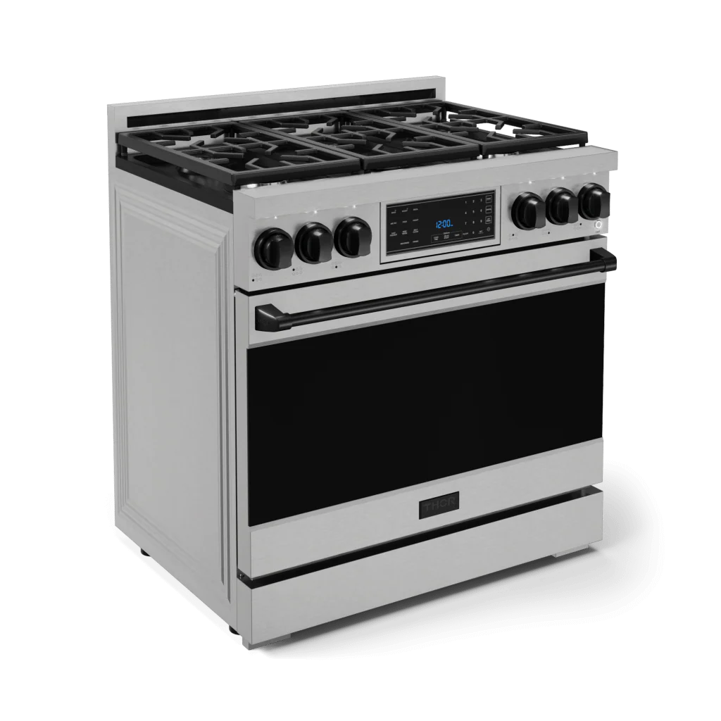 Thor Kitchen RSG36BLK 36 Inch Professional Gas Range With Tilt Panel Touch Control In Stainless Steel/Black Gordon Ramsay Series - Rsg36-Blk - Image 3