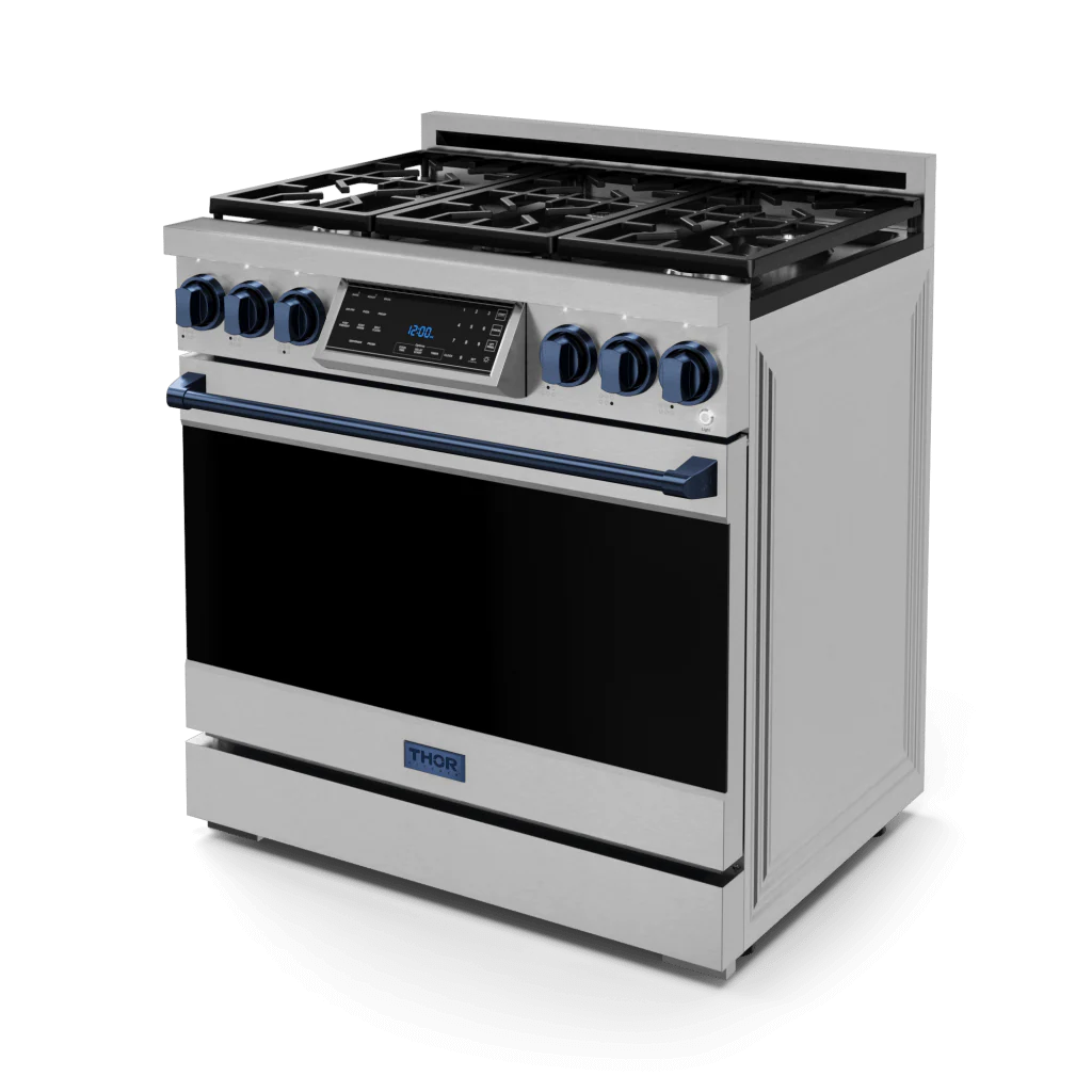 Thor Kitchen RSG36BLU 36 Inch Professional Gas Range With Tilt Panel Touch Control In Stainless Steel/Blue Gordon Ramsay Series - Rsg36-Blu - Image 4
