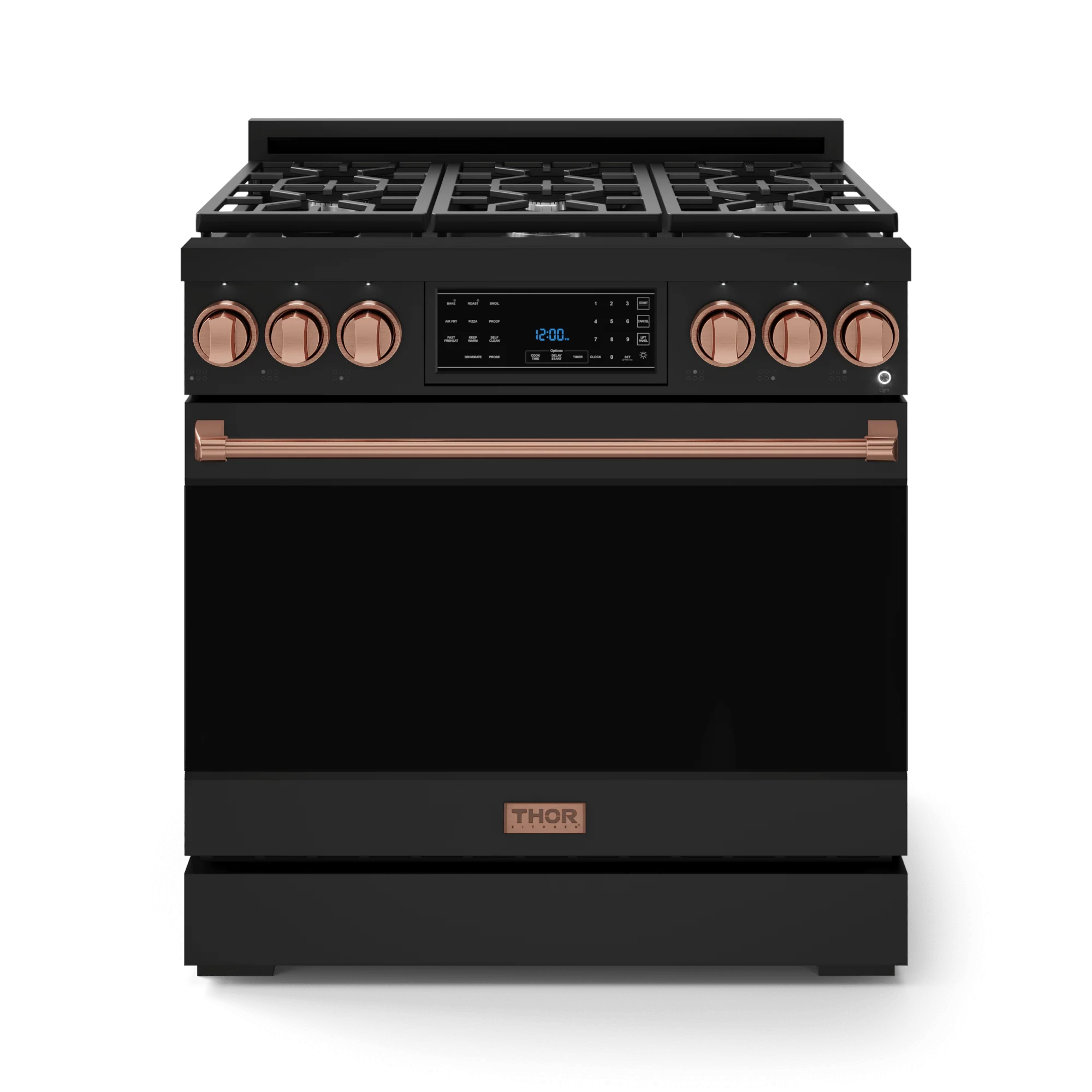 Thor Kitchen RSG36BRSG 36 Inch Professional Gas Range With Tilt Panel Touch Control In Black/Rose Gold Gordon Ramsay Series - Rsg36B-Rsg