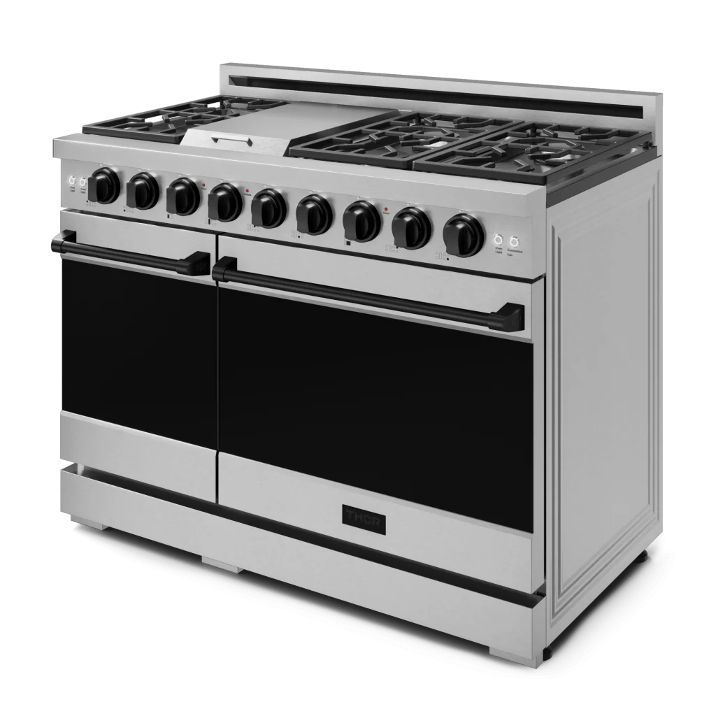 Thor Kitchen RSG48EBLK 48 Inch Professional Gas Range With Pro-Style Knobs In Stainless Steel/Black Gordon Ramsay Series - Rsg48E-Blk - Image 4