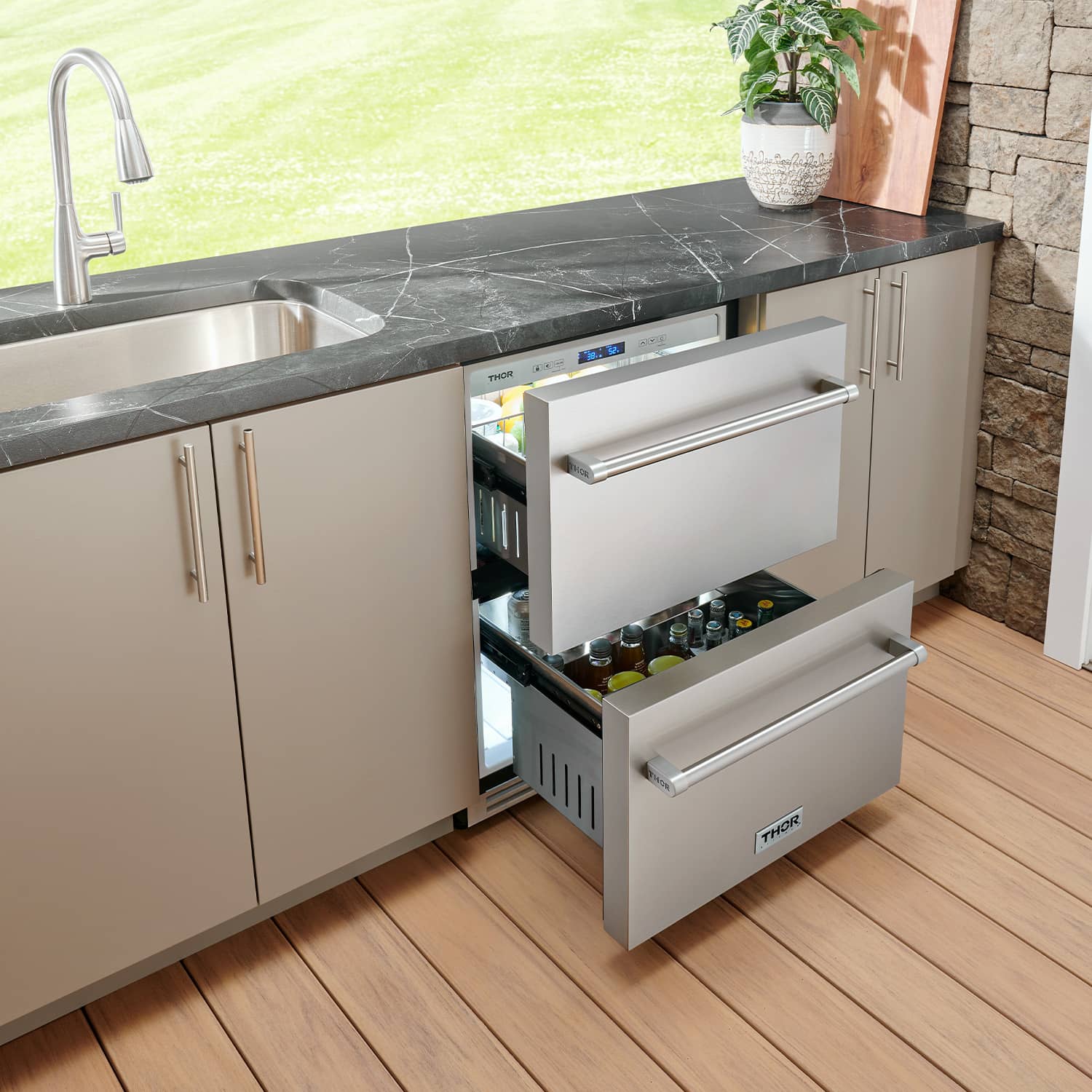 Thor Kitchen TRF24U 24 Inch Indoor Outdoor Refrigerator Drawer In Stainless Steel - Image 2