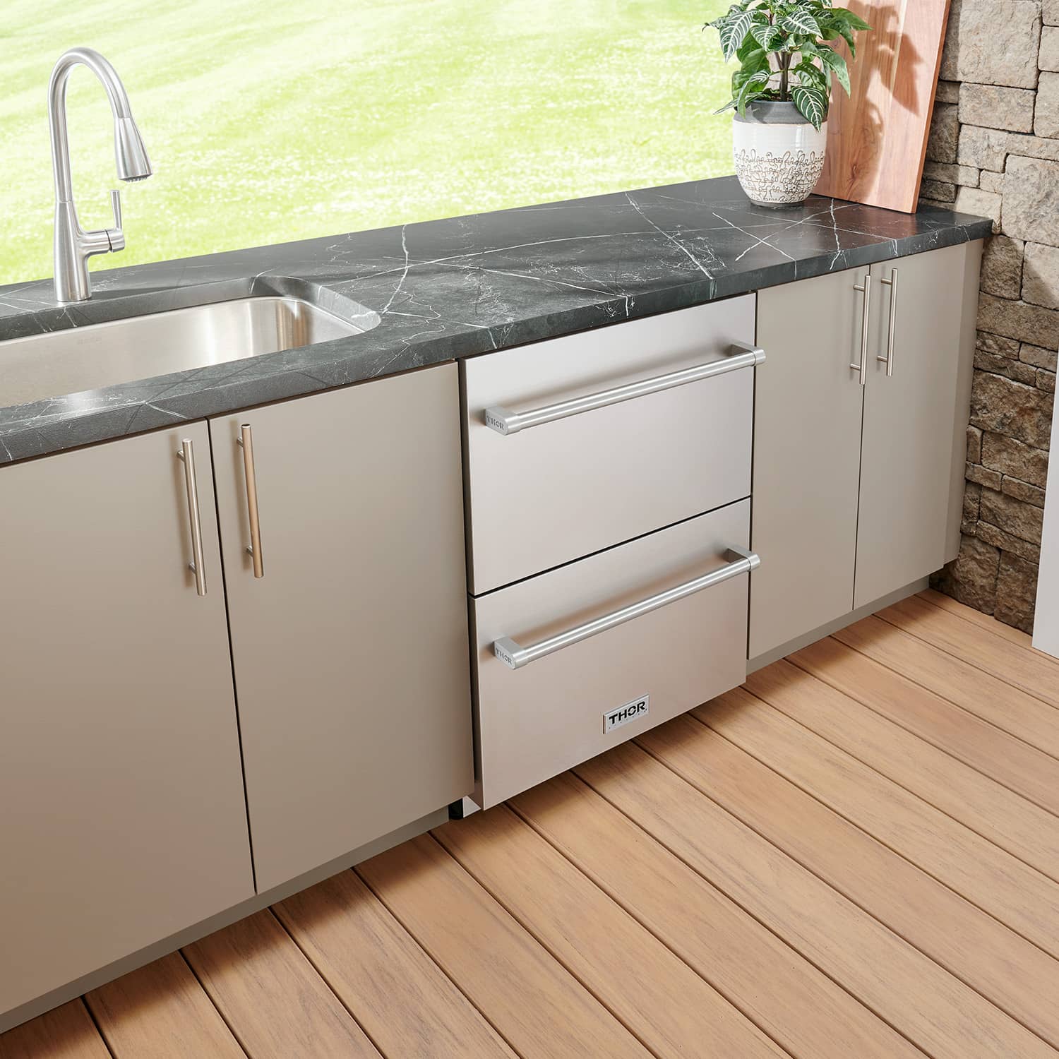Thor Kitchen TRF24U 24 Inch Indoor Outdoor Refrigerator Drawer In Stainless Steel - Image 3