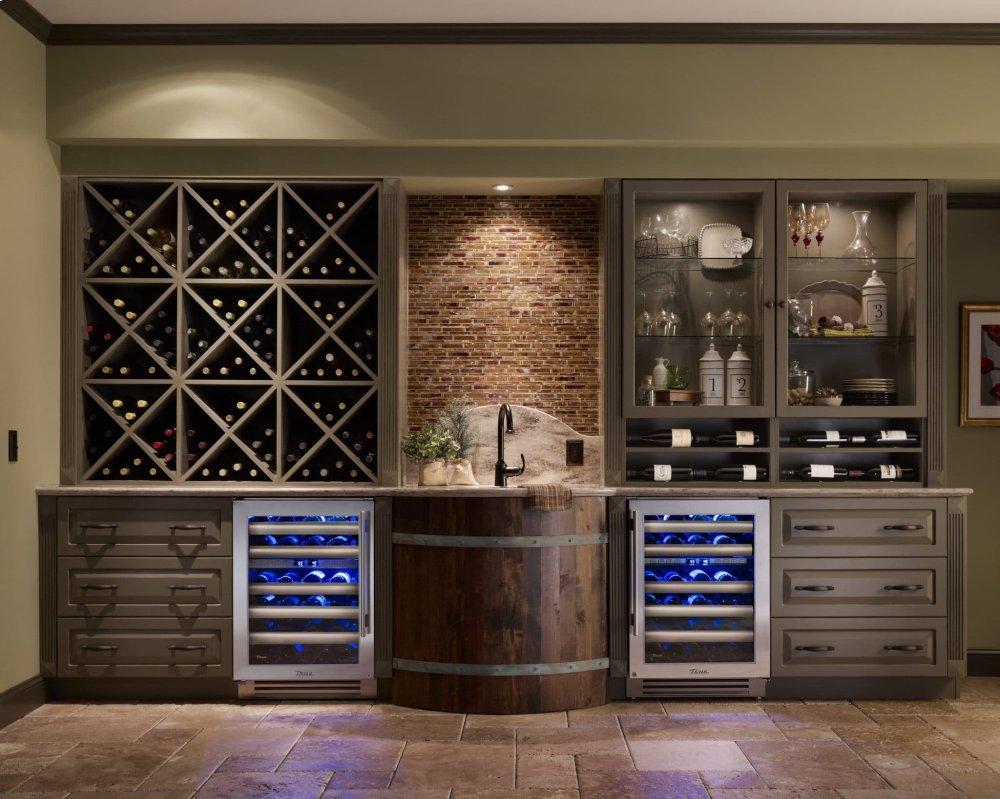 True Residential TWC24DZROPC 24 Inch Dual Zone Overlay Panel Door Right Hinge Undercounter Wine Cabinet - Image 2
