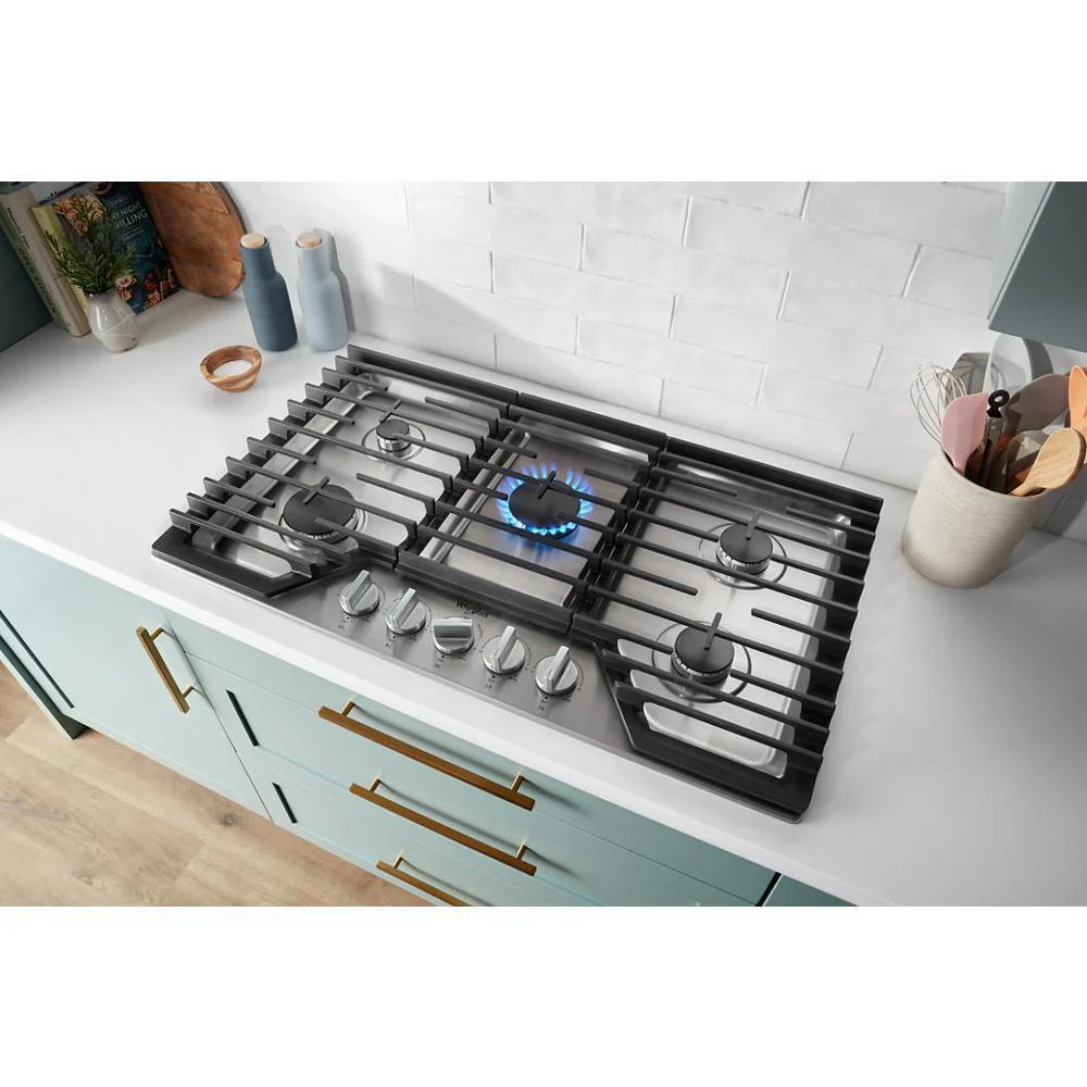Whirlpool WCGK7536PS 36-Inch Gas Cooktop With 2-In-1 Hinged Grate To Griddle - Image 7