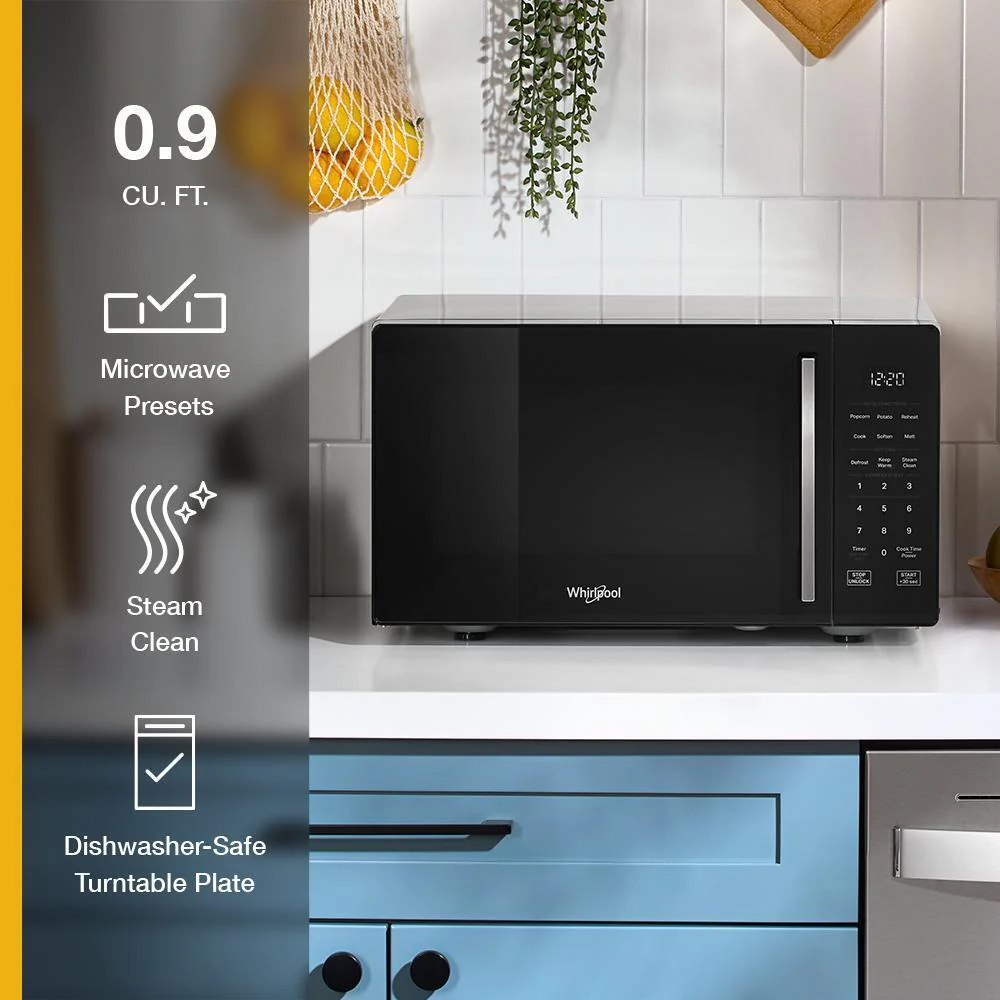 Whirlpool WMCS3019RB 0.9 Cu. Ft. Black Countertop Microwave With Steam Clean - 900 Watt - Image 16
