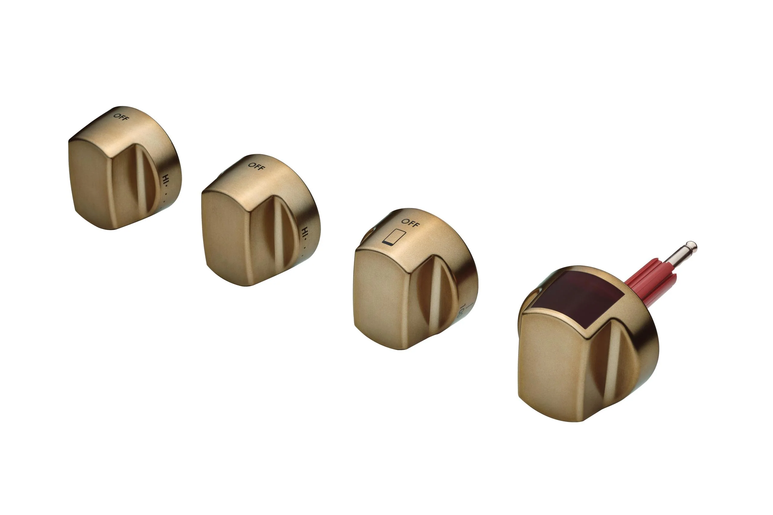 Wolf 9056270 36" Dual Fuel Brushed Brass Knob Kit