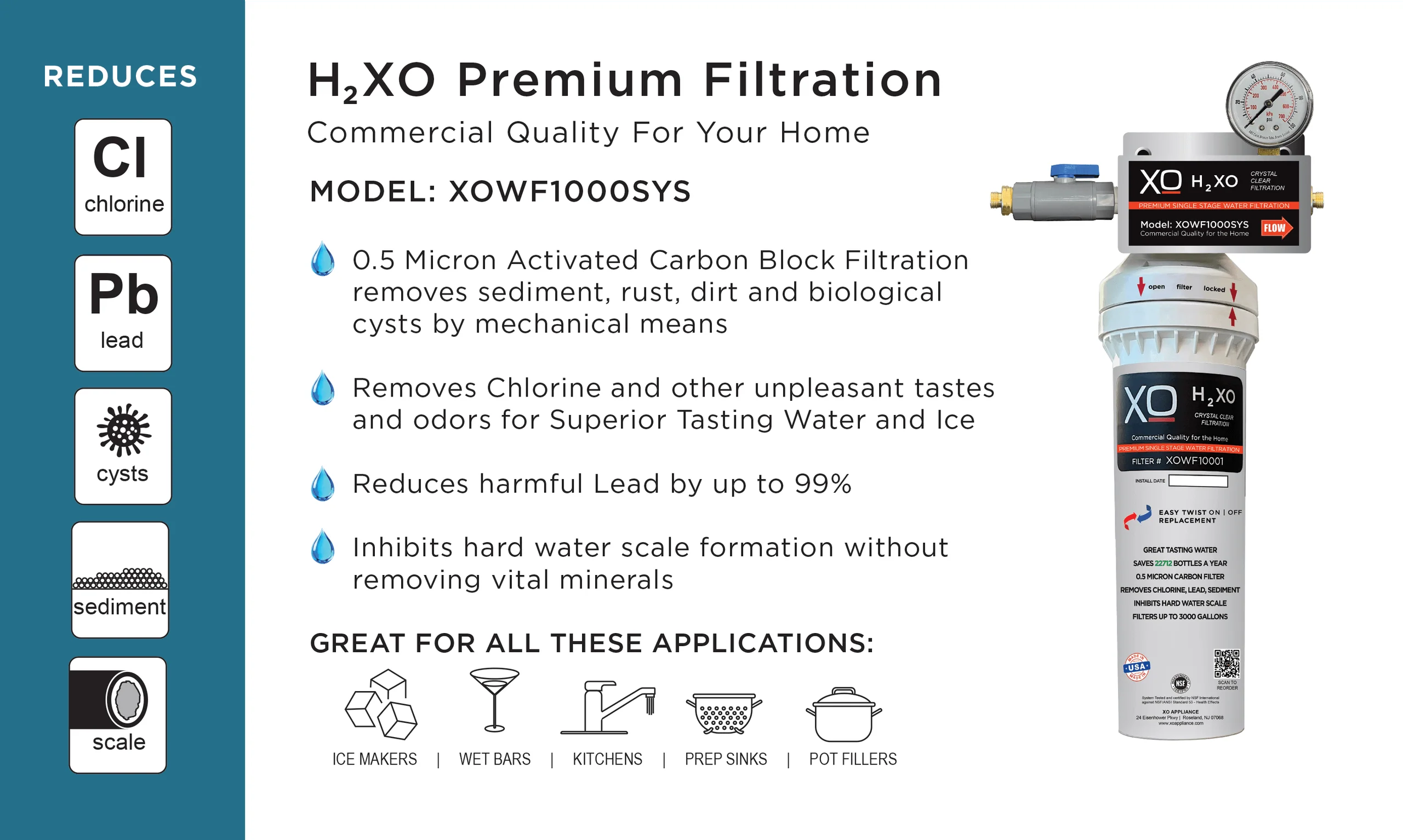 Xo Appliance XOWF1001 Single Stage Home Water Filtration Replacement Cartridge - Image 4